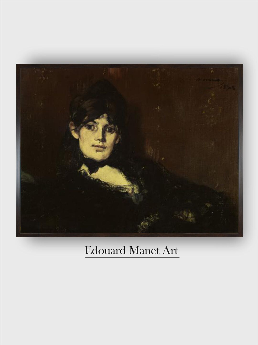 The Art House Brown Berthe Morisot Reclining Wooden Framed Canvas Painting Wall Art