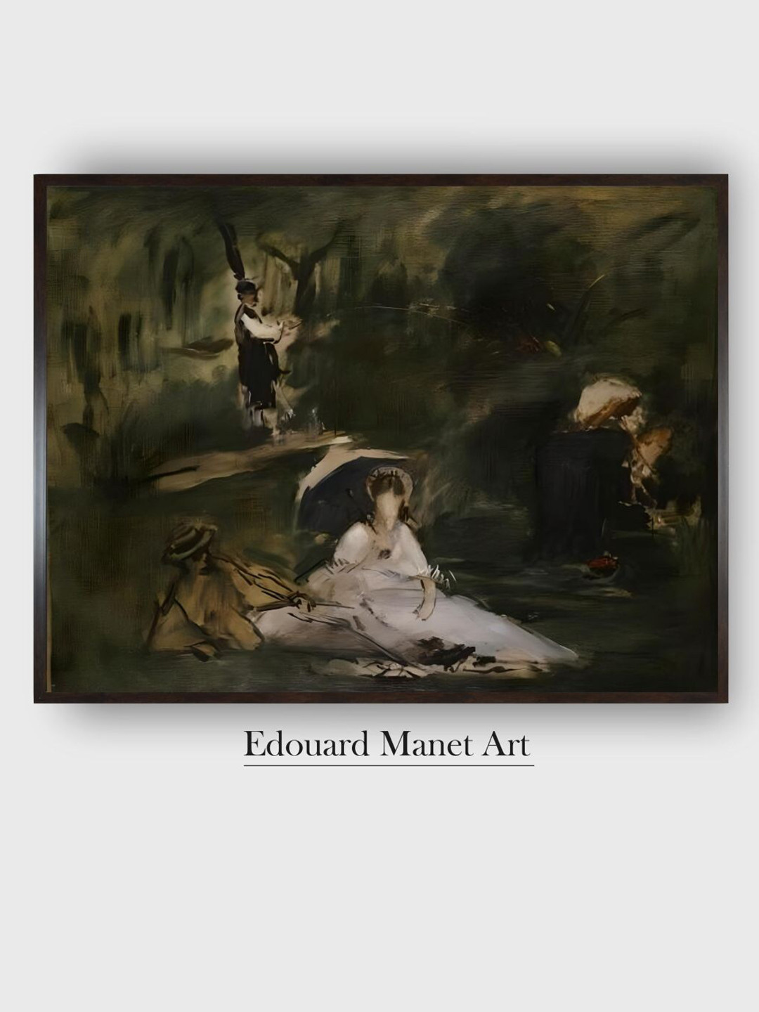 The Art House White & Black Under the Trees Wooden Framed Painting Wall Art