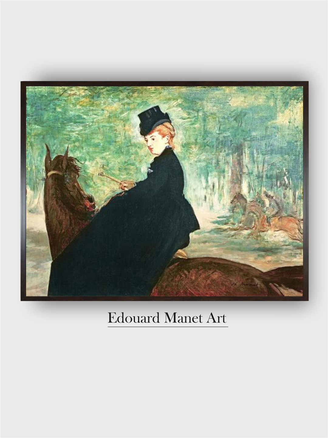 The Art House Green & Brown The Horsewoman Wooden Framed Canvas Painting Wall Art