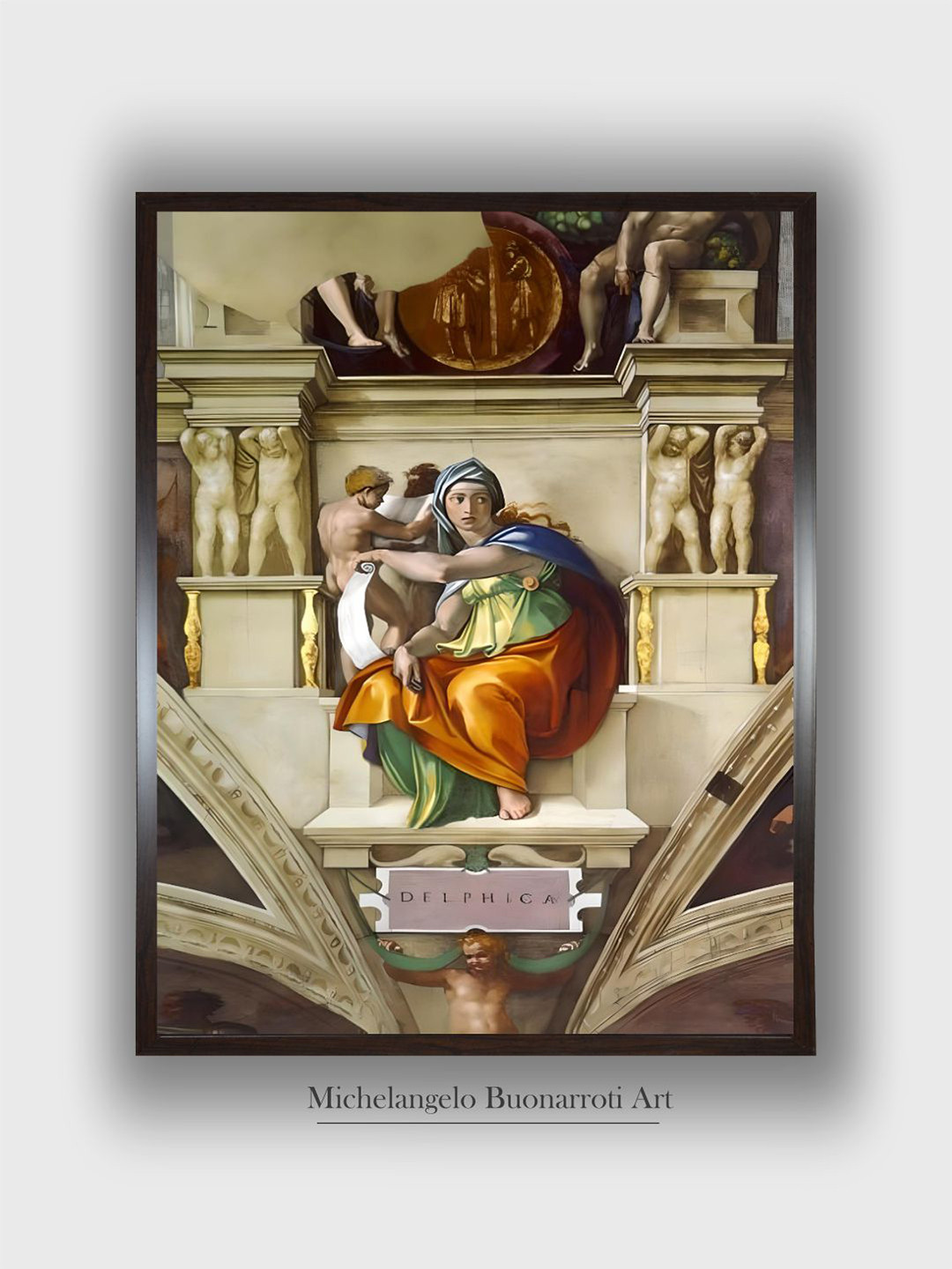 The Art House Black & White The Delphic Sibyl Wooden Framed Canvas Painting Wall Art