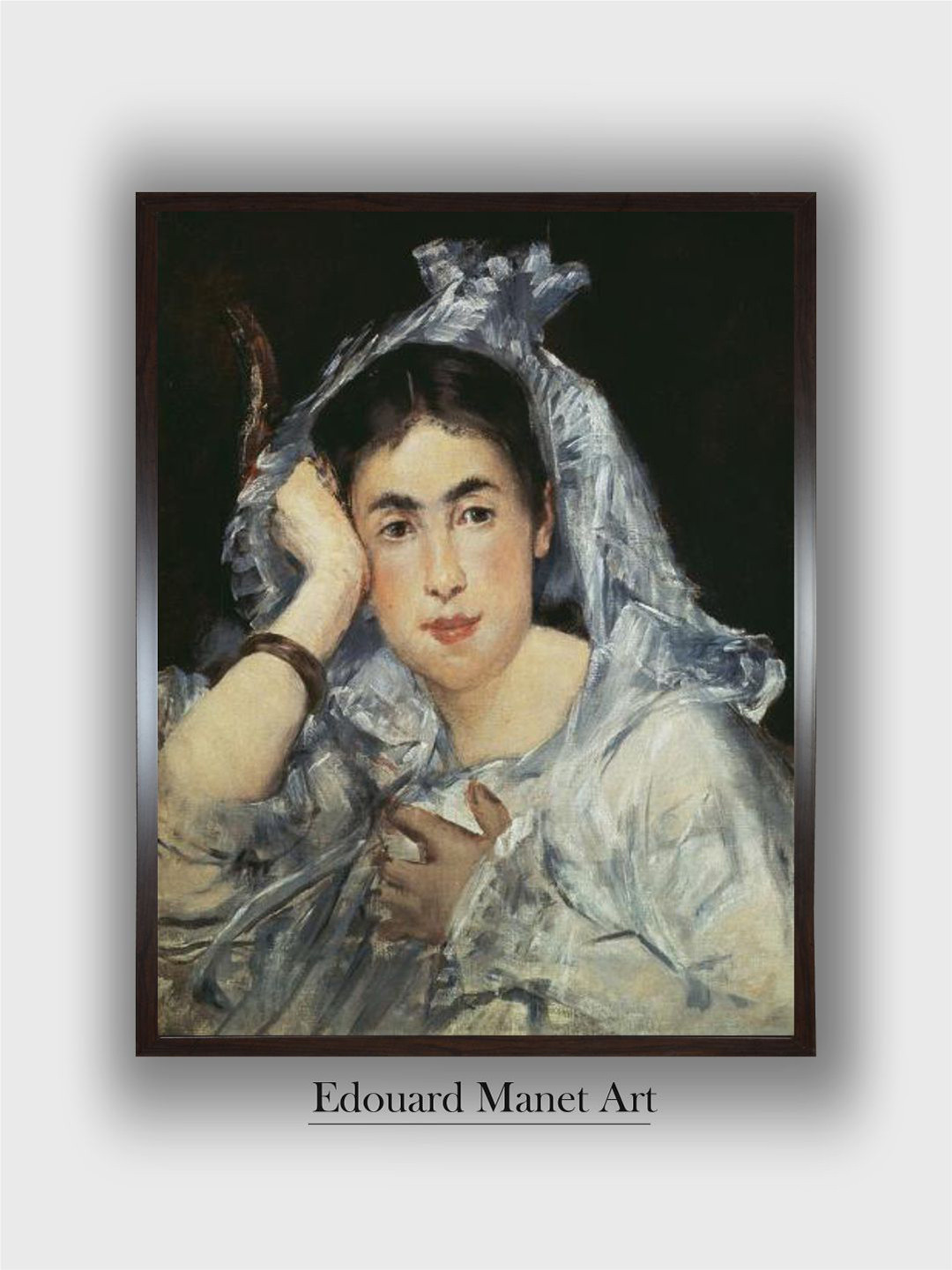 The Art House Black Marguerite De Conflans Wearing a Hood Wooden Framed Painting Wall Art