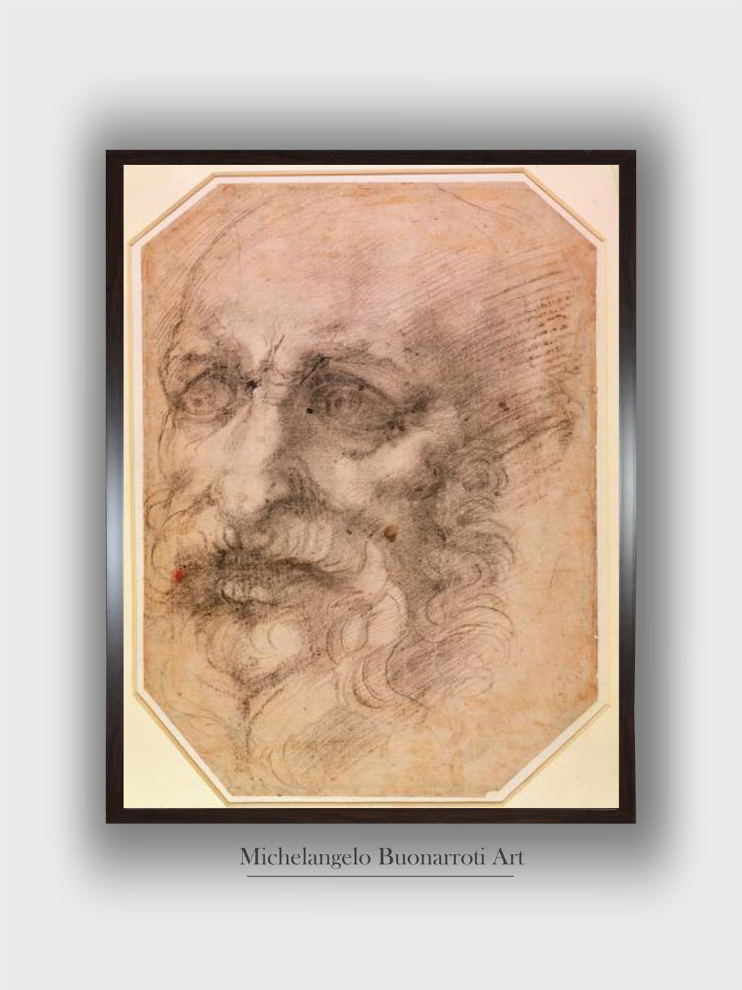 The Art House White & Maroon Portrait of a Bearded Man Wooden Framed Painting Wall Art