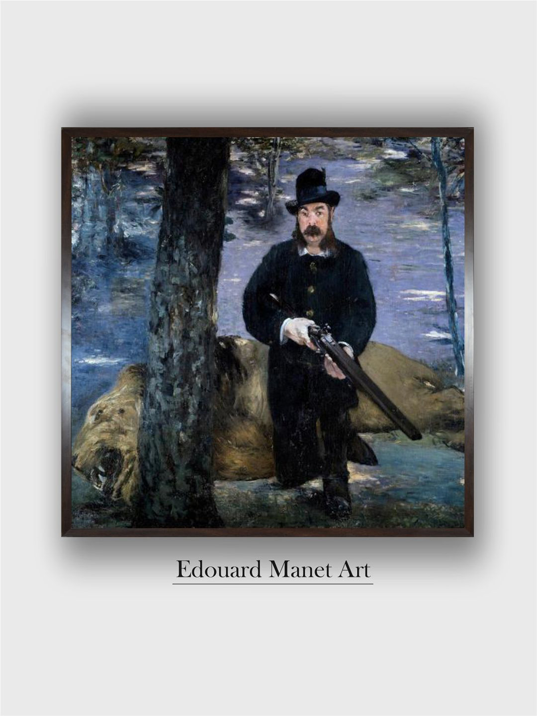The Art House Monsieur Pertuiset A Hunter Posing Wood Wall Paintings Wall Art -18 x 18 In