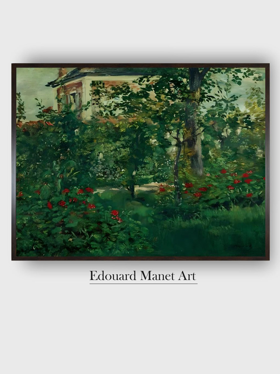 The Art House Black & Green The Bellevue garden Wooden Framed Canvas Painting Wall Art