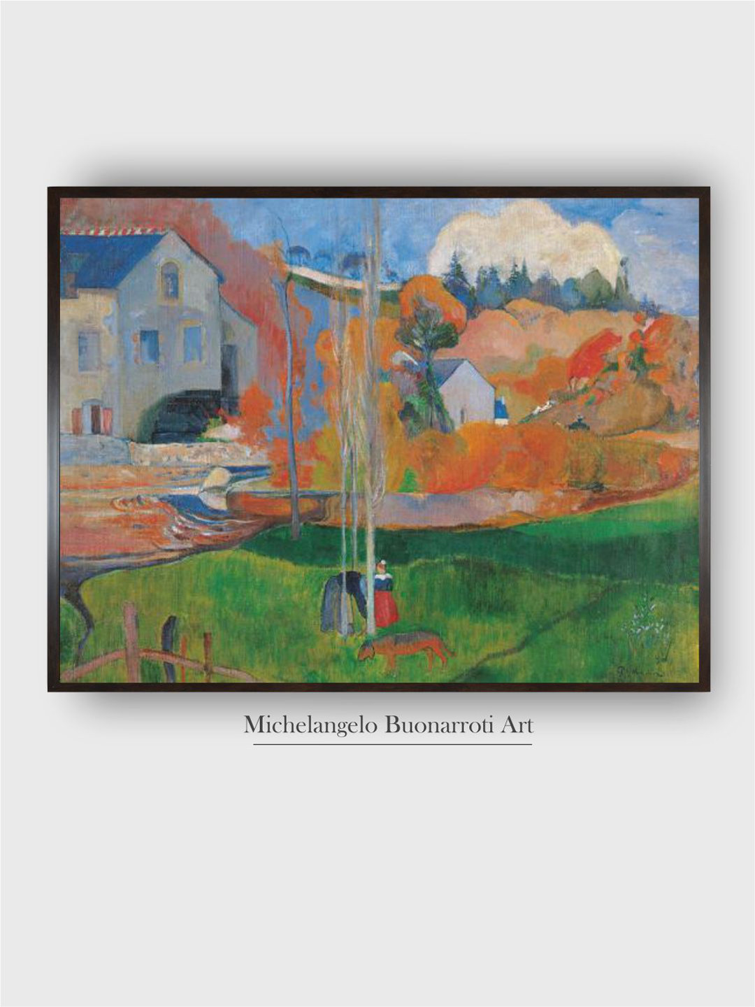 The Art House Black & Red Landscape in Brittany Wooden Framed Painting Wall Art