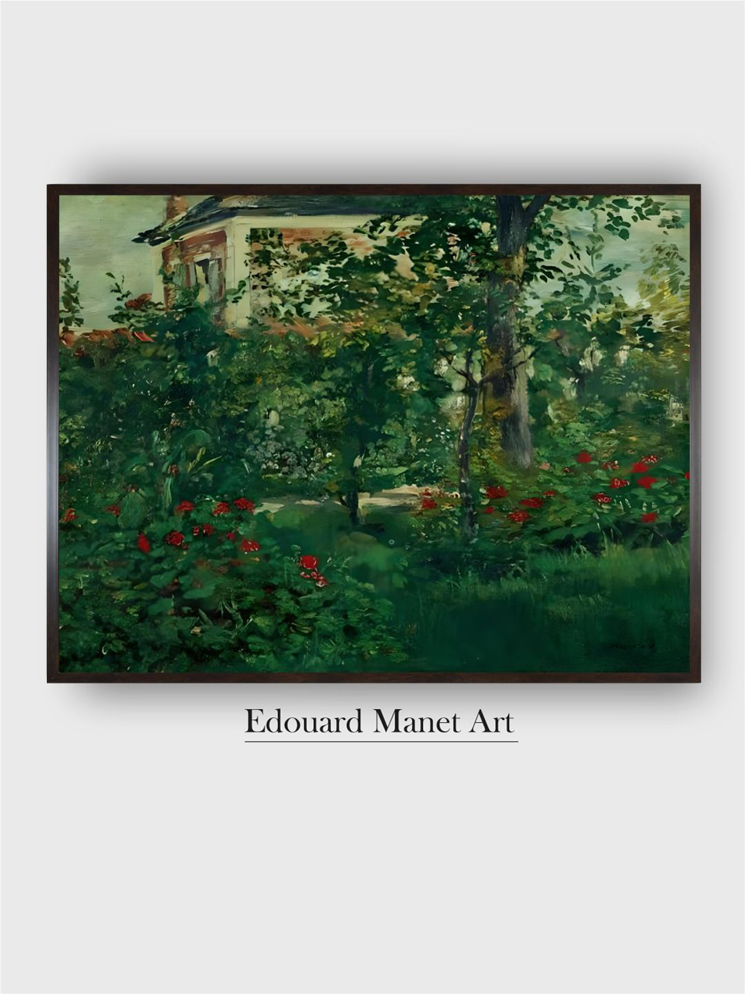 The Art House Green & Red The Bellevue garden Wooden Framed Canvas Painting Wall Art