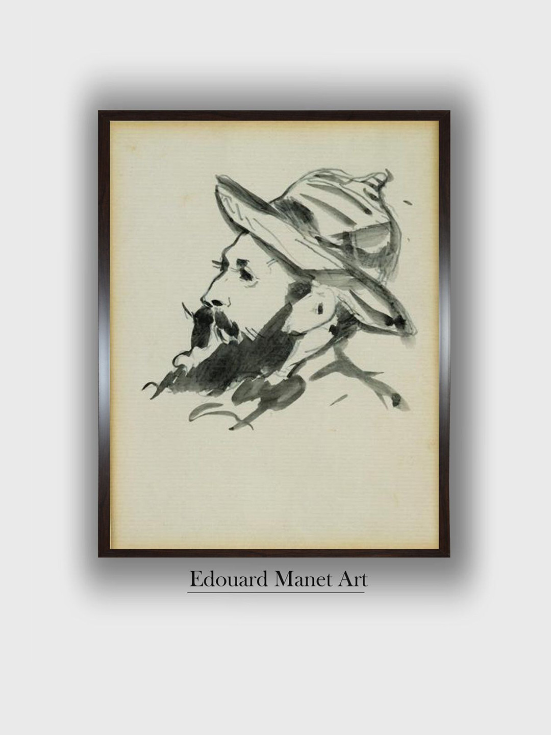 The Art House White & Black Head of a Man Wooden Framed Painting Wall Art