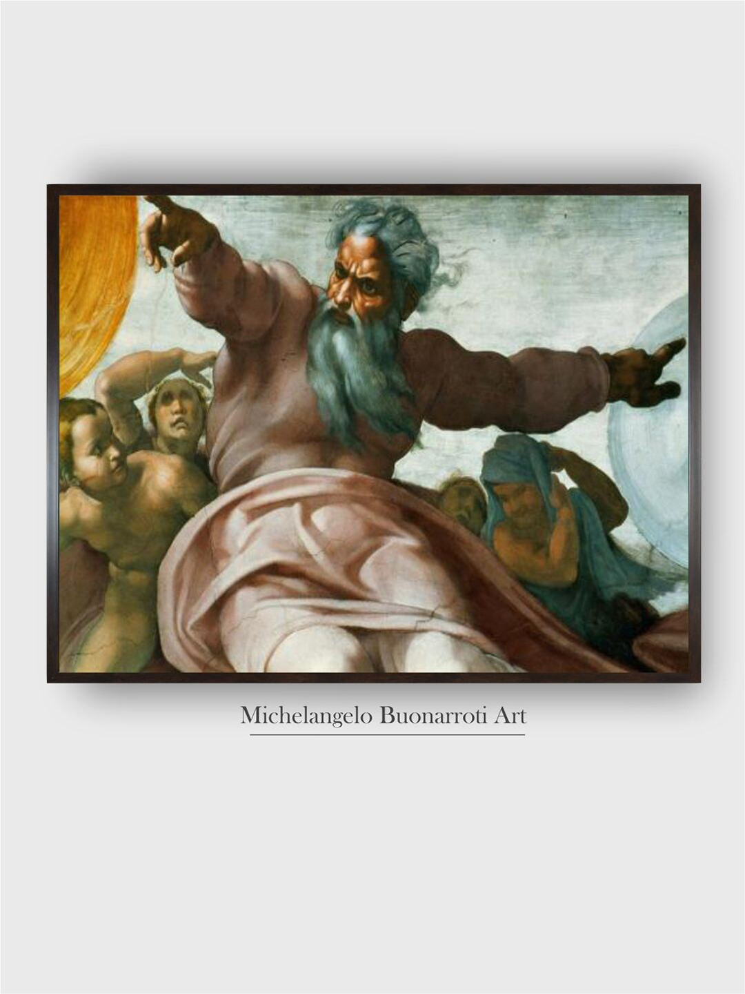 The Art House Green & White The Sistine Chapel Wooden Framed Canvas Painting Wall Art