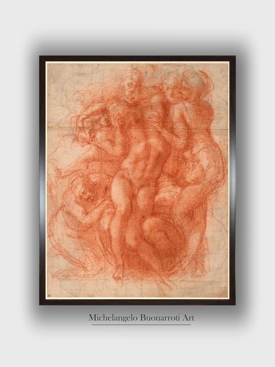 The Art House Red & White Lamentation Wooden Framed Painting Wall Art