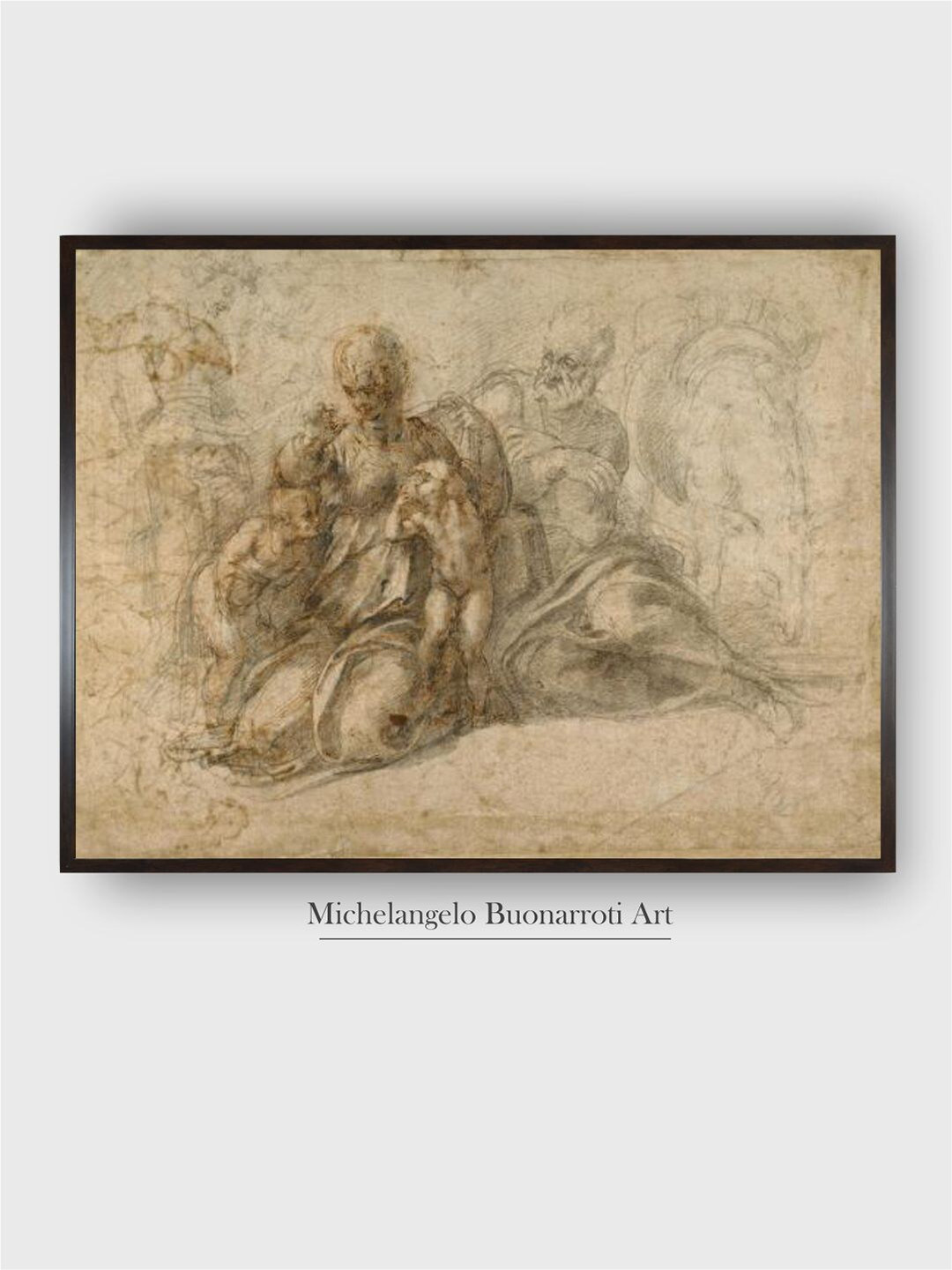 The Art House Grey & Brown The Holy Family Wooden Framed Painting Wall Art