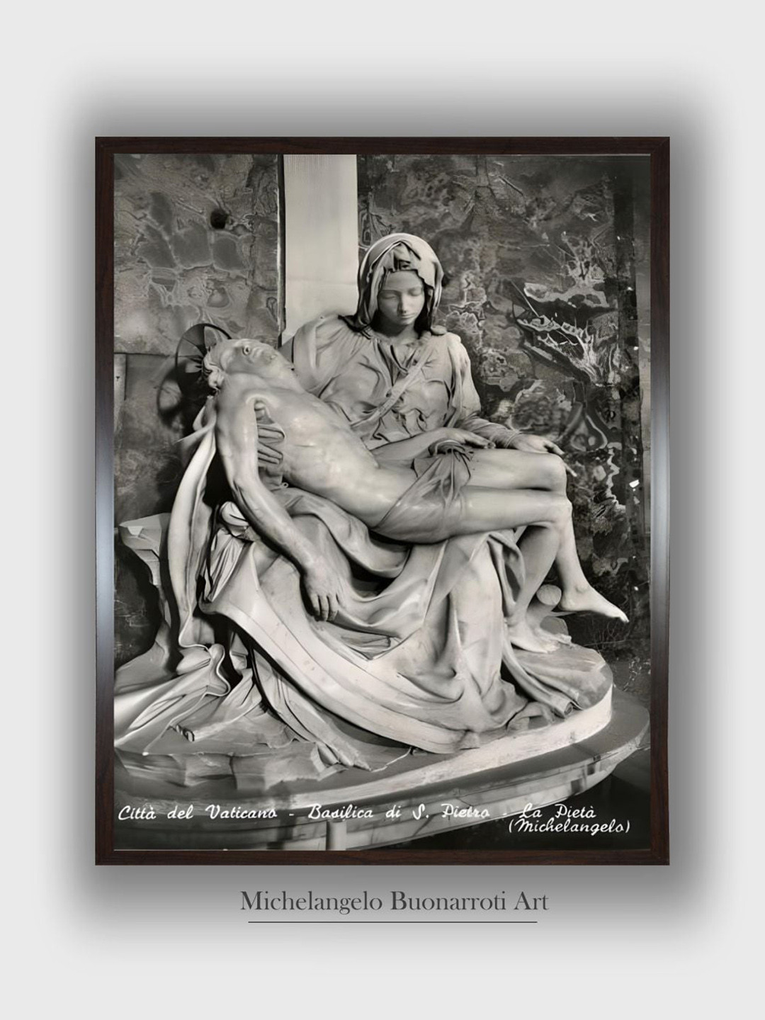 The Art House Pieta by Michelangelo Buonarroti Wood Paintings Wall Art -16 x 24 In