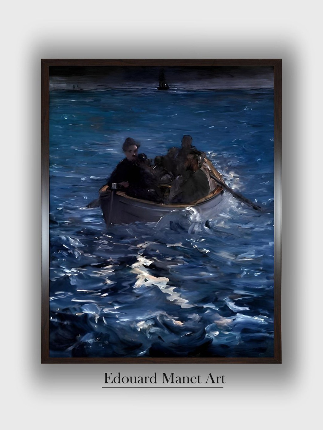 The Art House Blue & Brown Rochefort's Escape Writer Wooden Framed Painting Wall Art