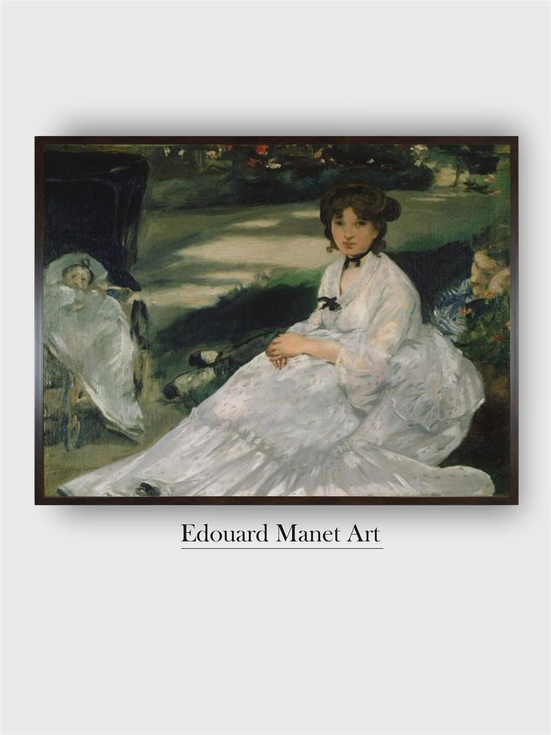 The Art House Green & White In the Garden Wooden Framed Canvas Painting Wall Art