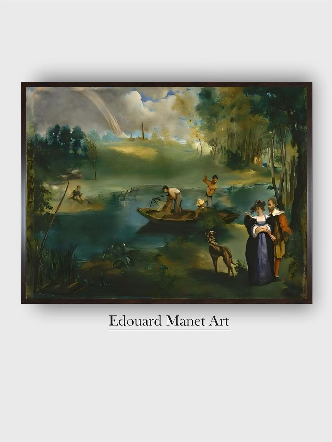 The Art House Black & Blue Fishing, c.1862-63 Wooden Framed Painting Wall Art