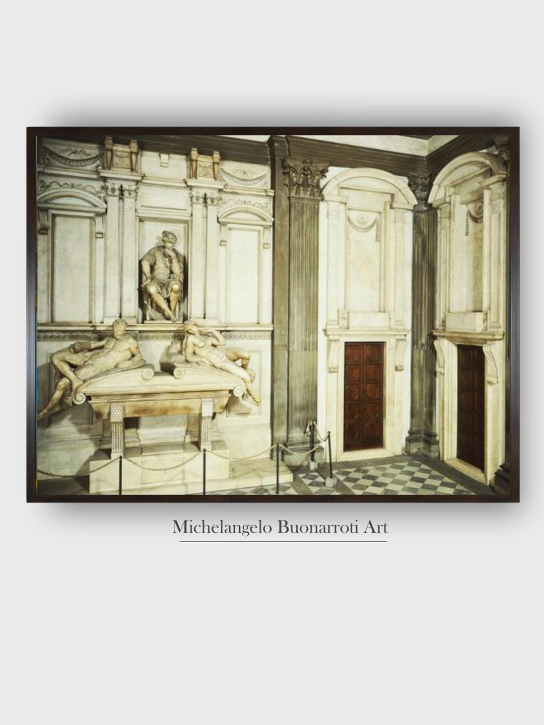 The Art House White & Black Lorenzo De Medici's Tomb Wooden Framed Painting Wall Art