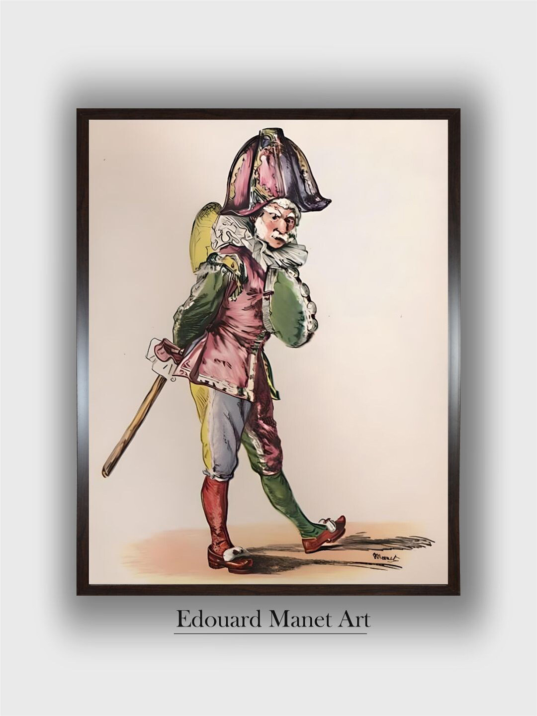 The Art House Beige & Green Punch Wooden Framed Painting Wall Art