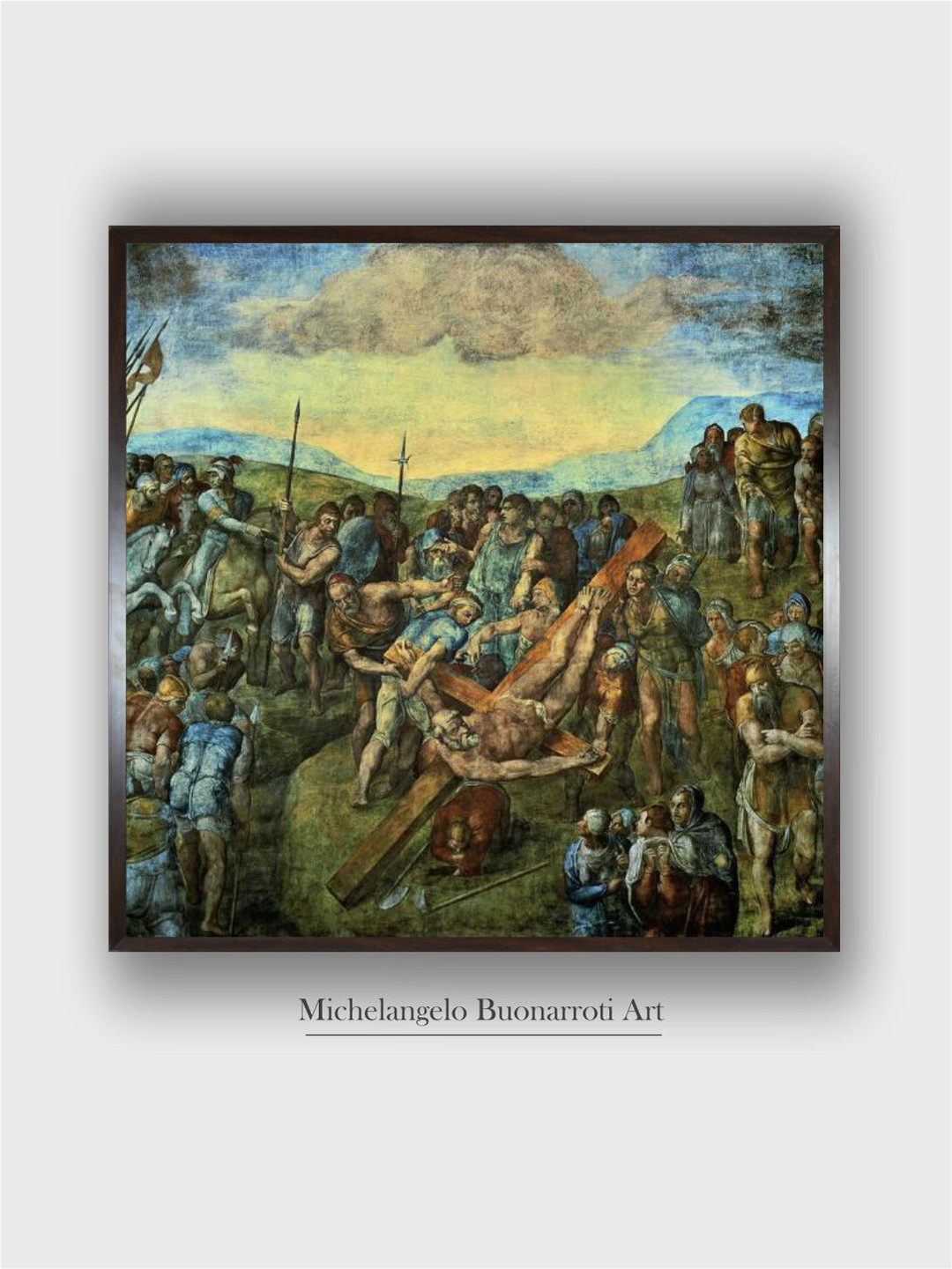 The Art House Black & Green The Crucifixion of Saint Peter Wooden Framed Painting Wall Art