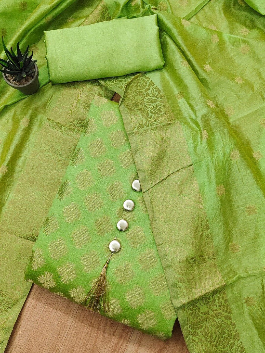 Panzora Ethnic Woven Design Banarasi Unstitched Dress Material