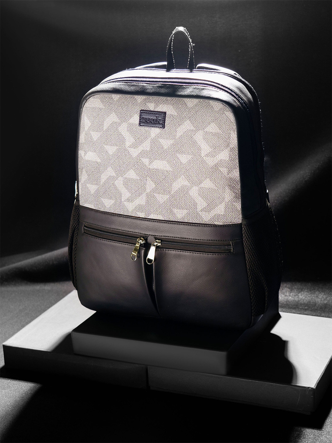ZOUK Geometric Printed Backpack with Compression Straps Up to 16 inch