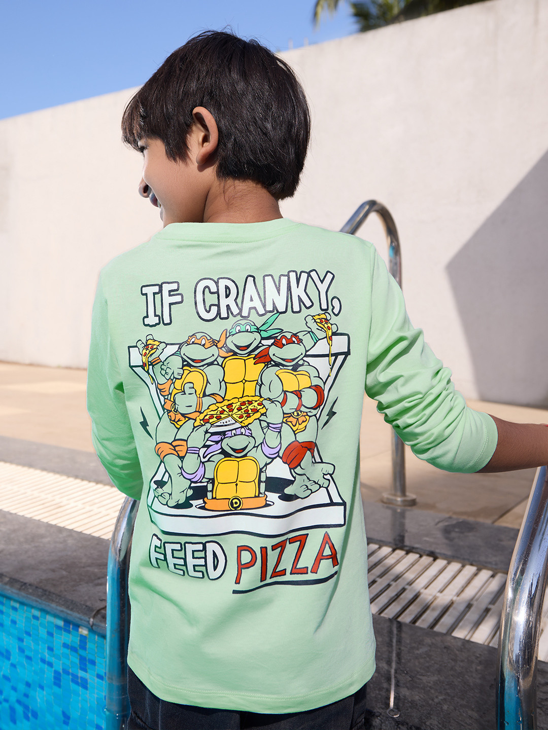The Souled Store Boys Green TMNT Graphic Printed Pure Cotton T-shirt