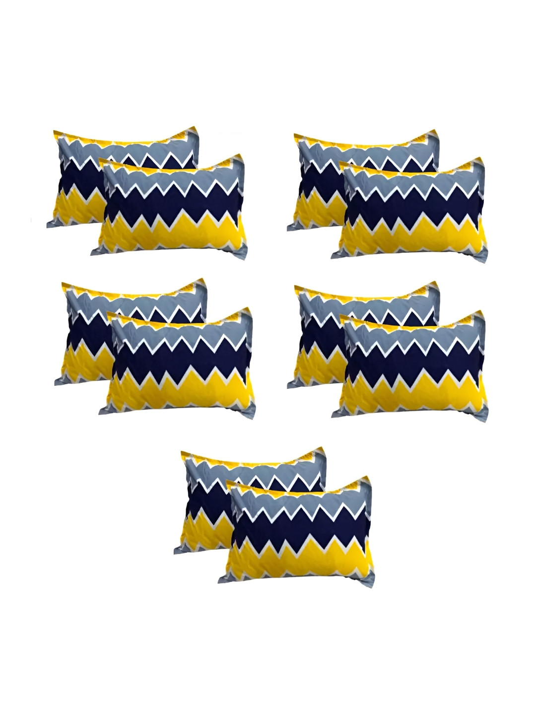 Supreme Home Collective Yellow 10 Pieces Abstract Pure Cotton Rectangle Pillow Covers