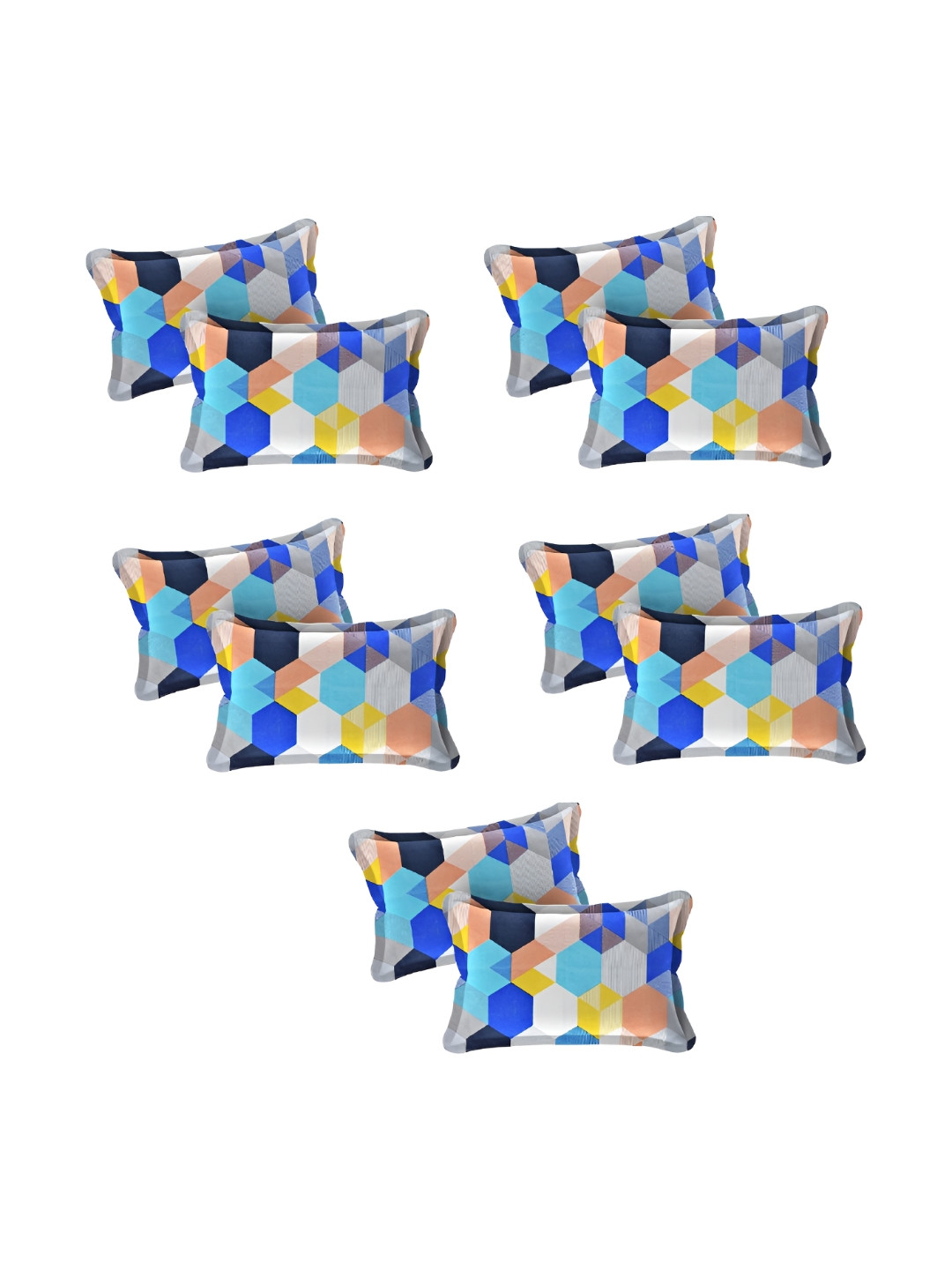 Supreme Home Collective Blue 10 Pieces Abstract Pure Cotton Rectangle Pillow Covers