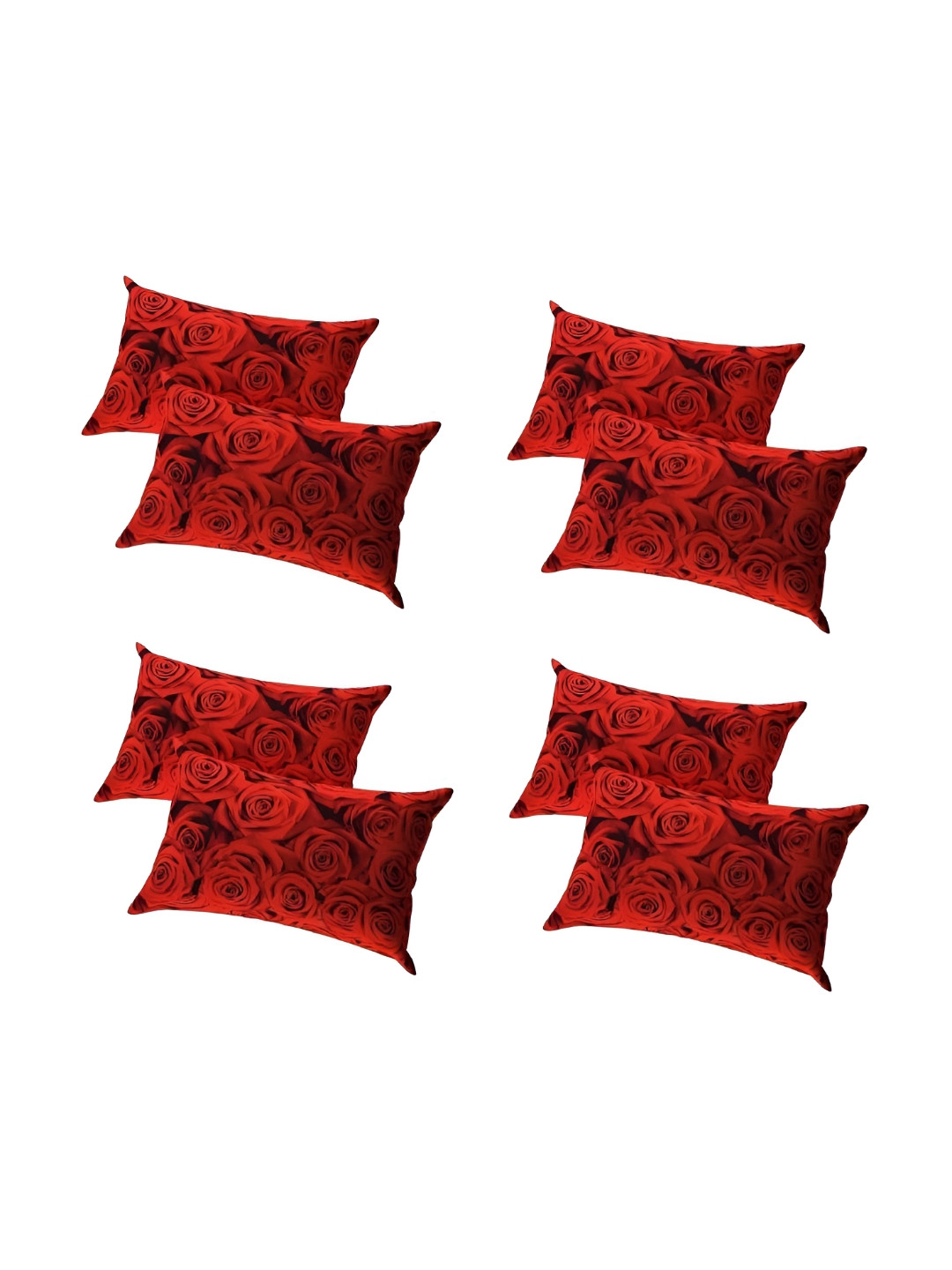 Supreme Home Collective Red & Black 8 Pieces Abstract Pure Cotton Rectangle Pillow Covers