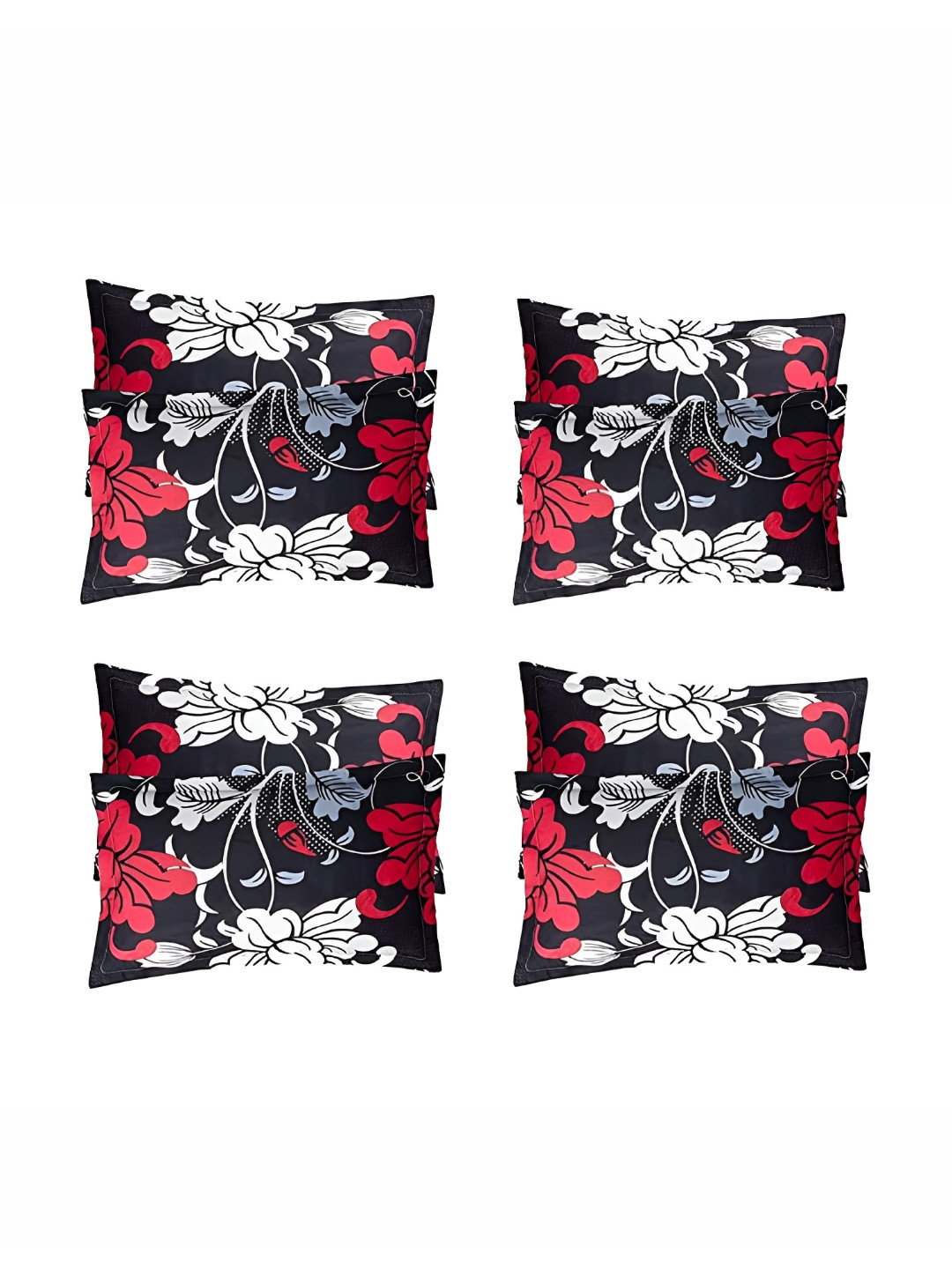 Supreme Home Collective Black & Red 8 Pieces Abstract Pure Cotton Rectangle Pillow Covers