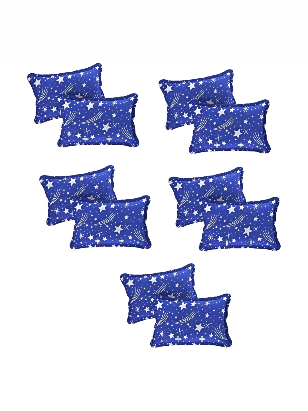 Supreme Home Collective Blue 10 Pieces Self Design Pure Cotton Rectangle Pillow Covers