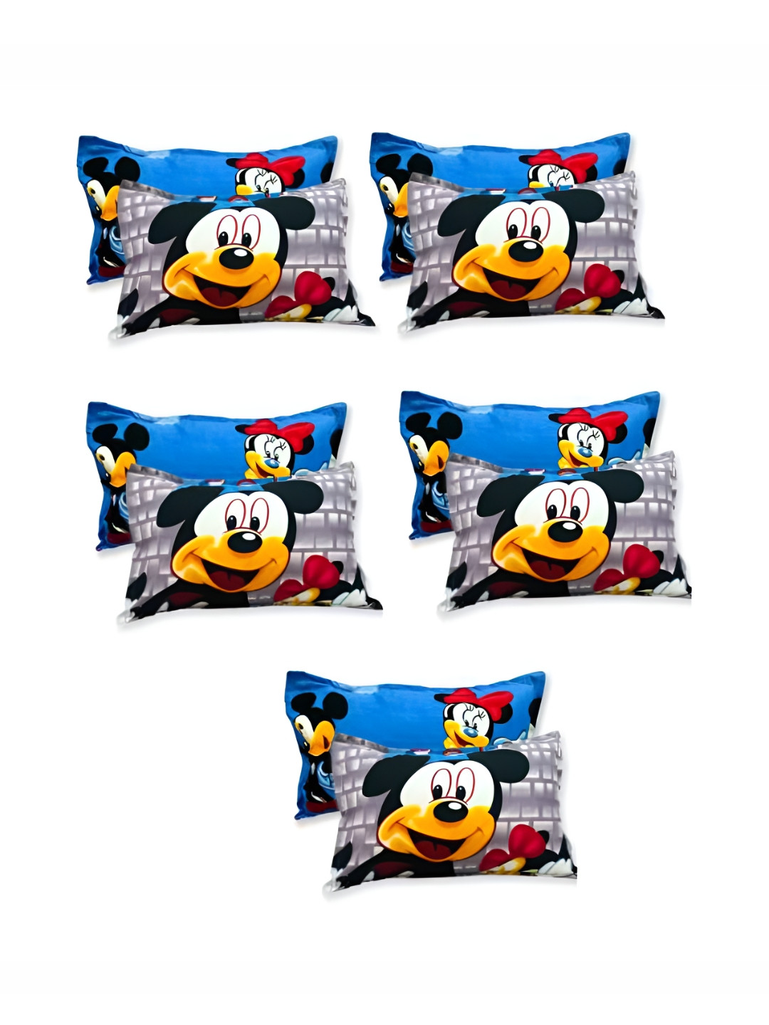 Supreme Home Collective Blue 10 Pieces Abstract Pure Cotton Rectangle Pillow Covers
