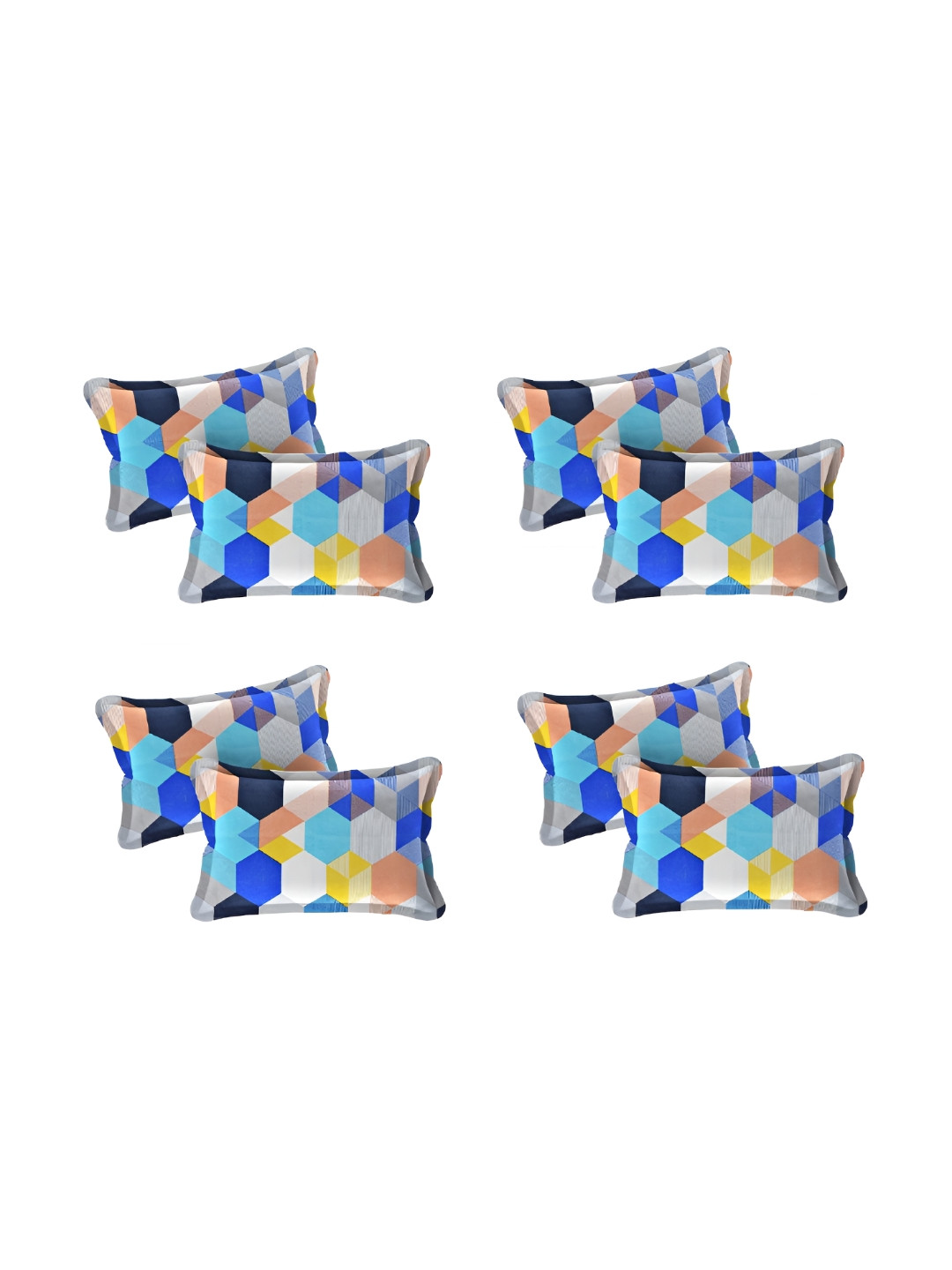 Supreme Home Collective Blue 8 Pieces Abstract Pure Cotton Rectangle Pillow Covers