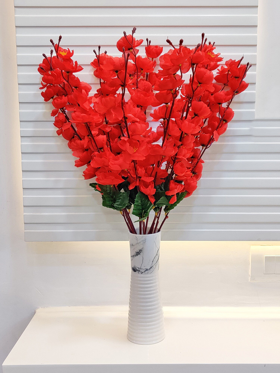 ARTSY Red Green 2 Pieces Cheery blossom Artificial Flowers