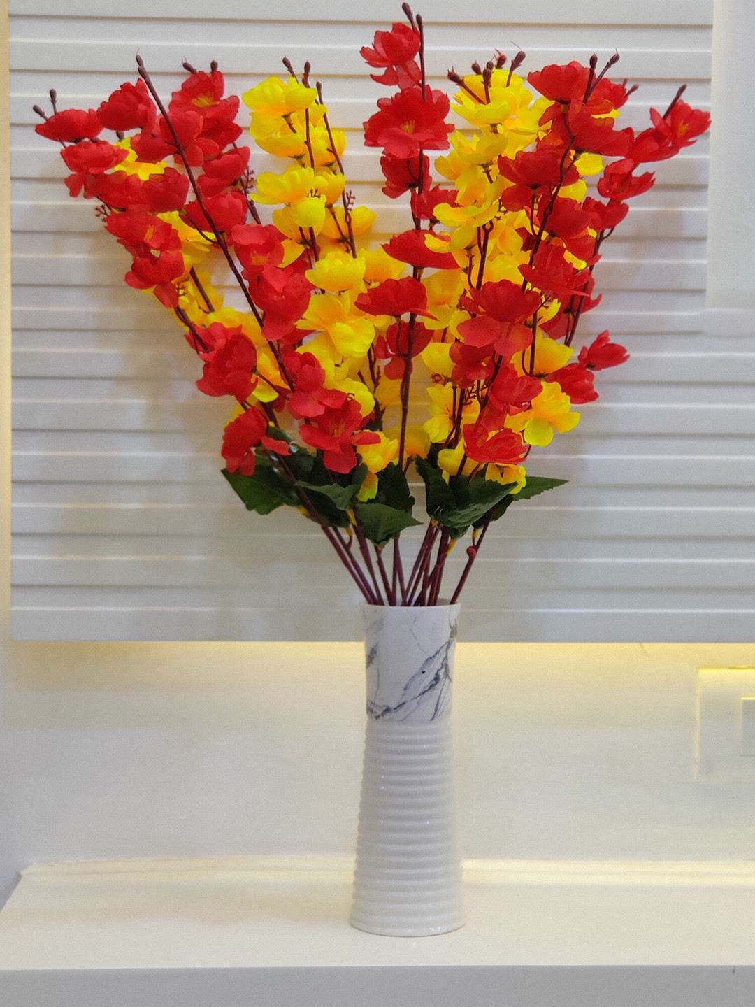 ARTSY Unisex Yellow & Red 2PCs  Artificial Flowers & Plants
