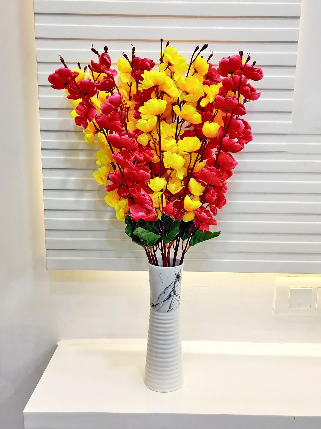 ARTSY Yellow Fuchsia 2 Pieces Cheery blossom Artificial Flowers