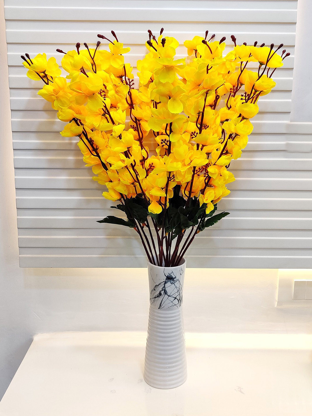 ARTSY Yellow Green 2 Pieces Cheery blossom Artificial Flowers