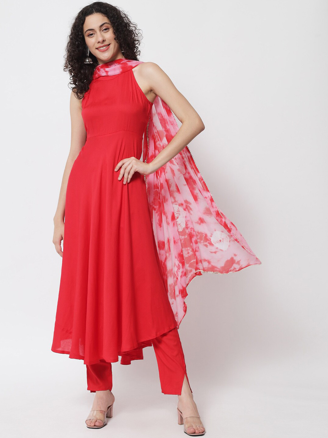 Meeranshi Sleeveless Anarkali Kurta with Trousers & With Dupatta
