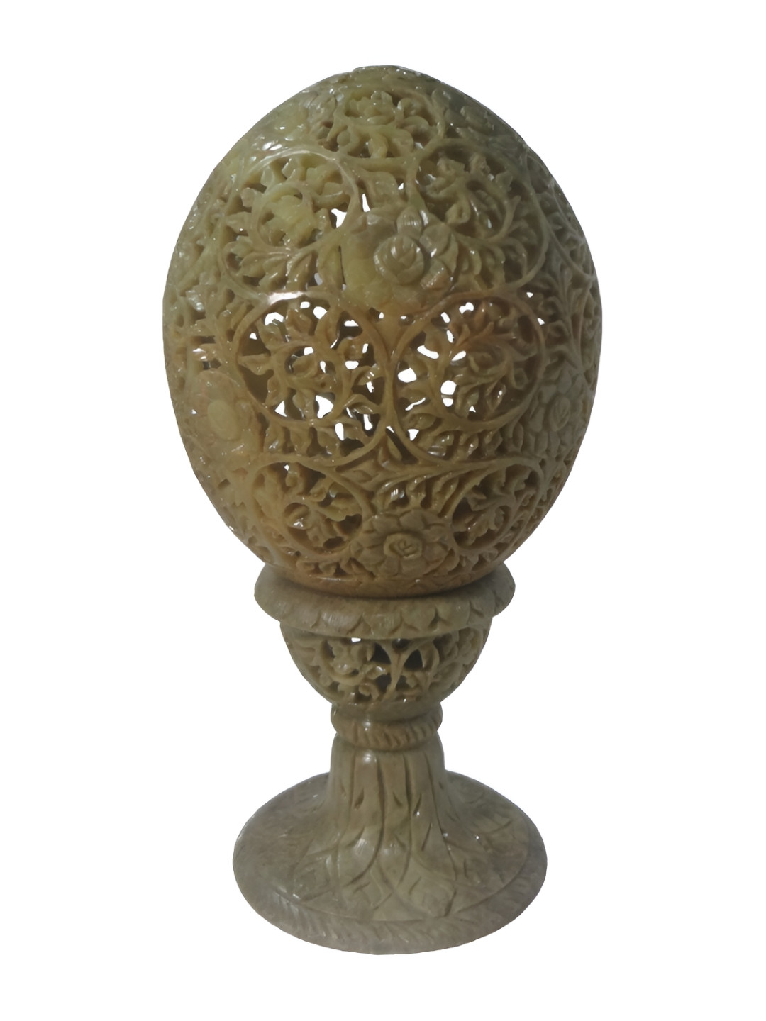 Avinash Handicrafts Beige Textured Stoneware Egg Shape Candle Holder