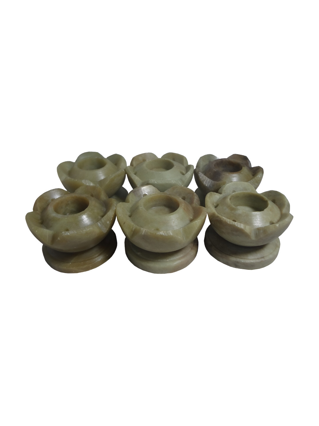 Avinash Handicrafts Beige 6 Pieces Stoneware Flower shape Candle Holder