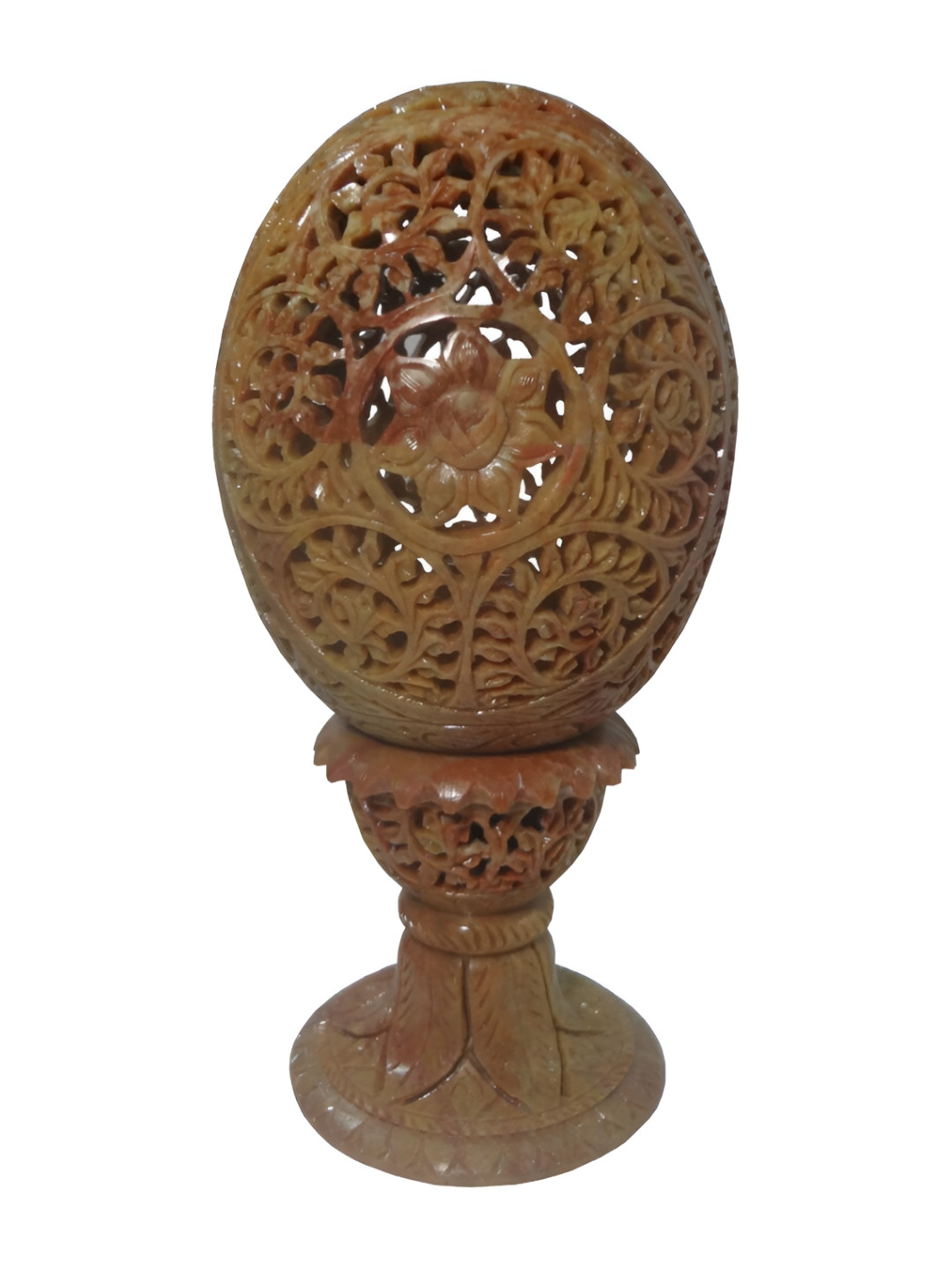 Avinash Handicrafts Brown Textured Stoneware Egg Shape Candle Holder