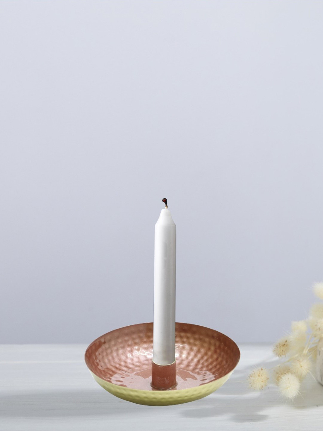 Cocovey Homes Metallic Toned Textured Metal Candle Holder