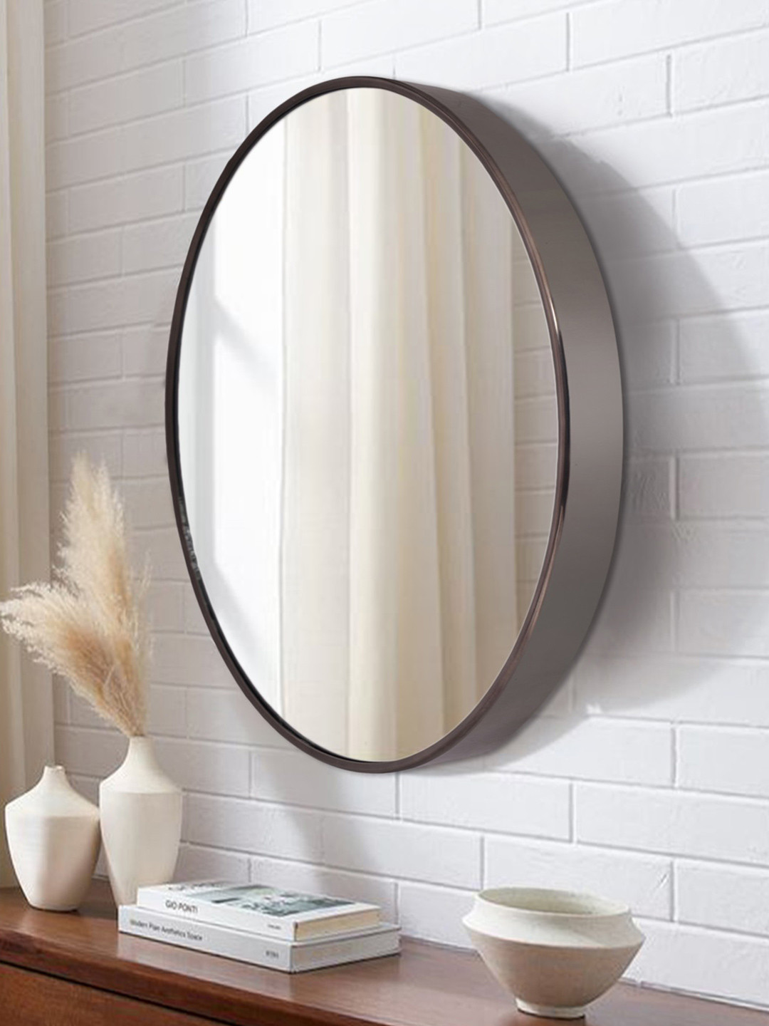 Cocovey Homes Black & Grey Shimmering Textured Nickel & Stainless Steel Oval Wall Mirror