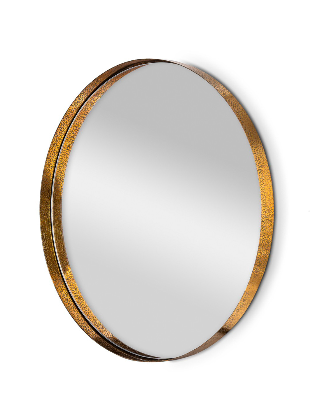 Cocovey Homes Timeless Etched Grey & Gold-Toned Stainless Steel Round Wall Mirror