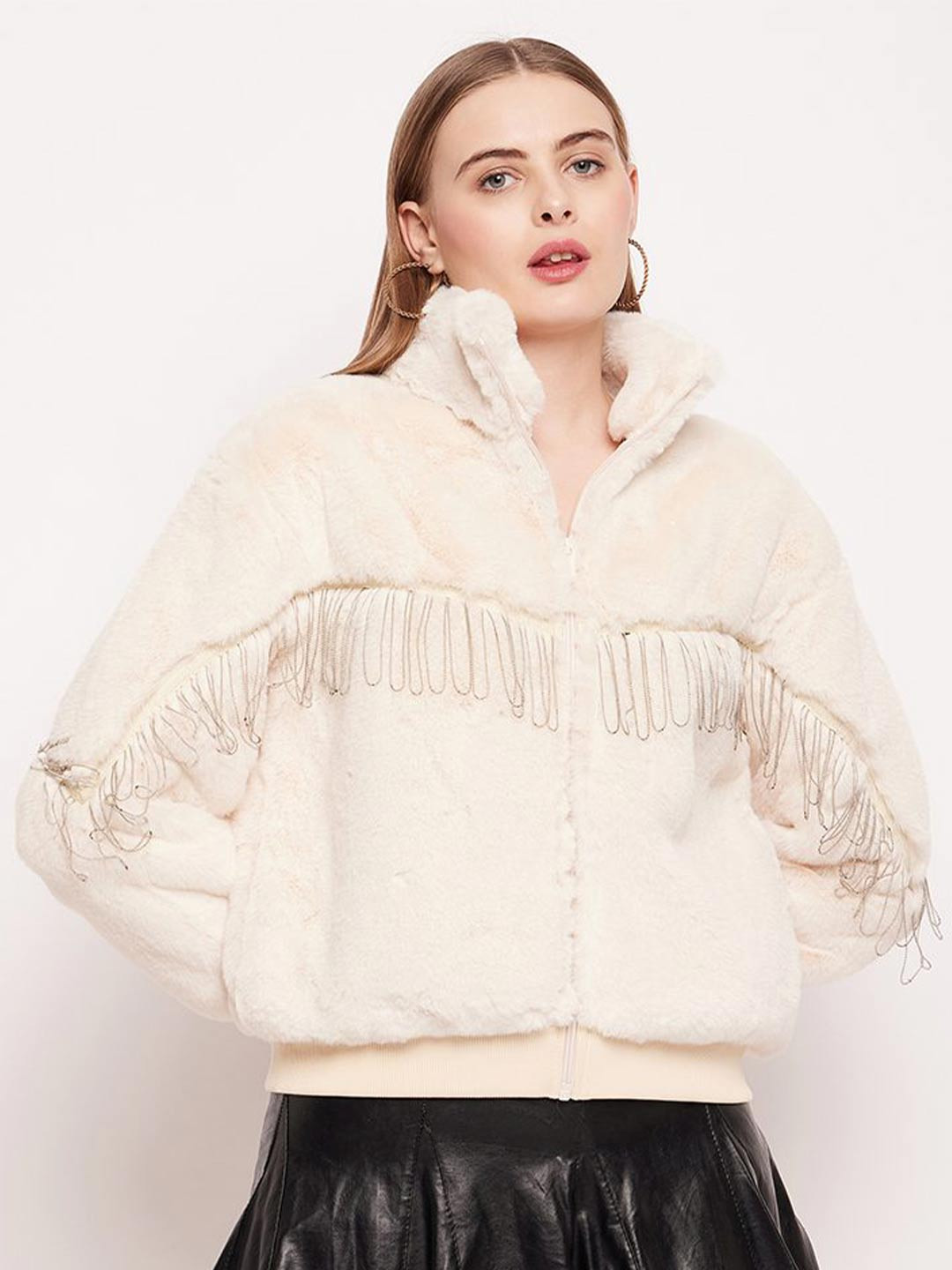 CAMLA Self Designed Mock Collar Front Open Sweatshirt