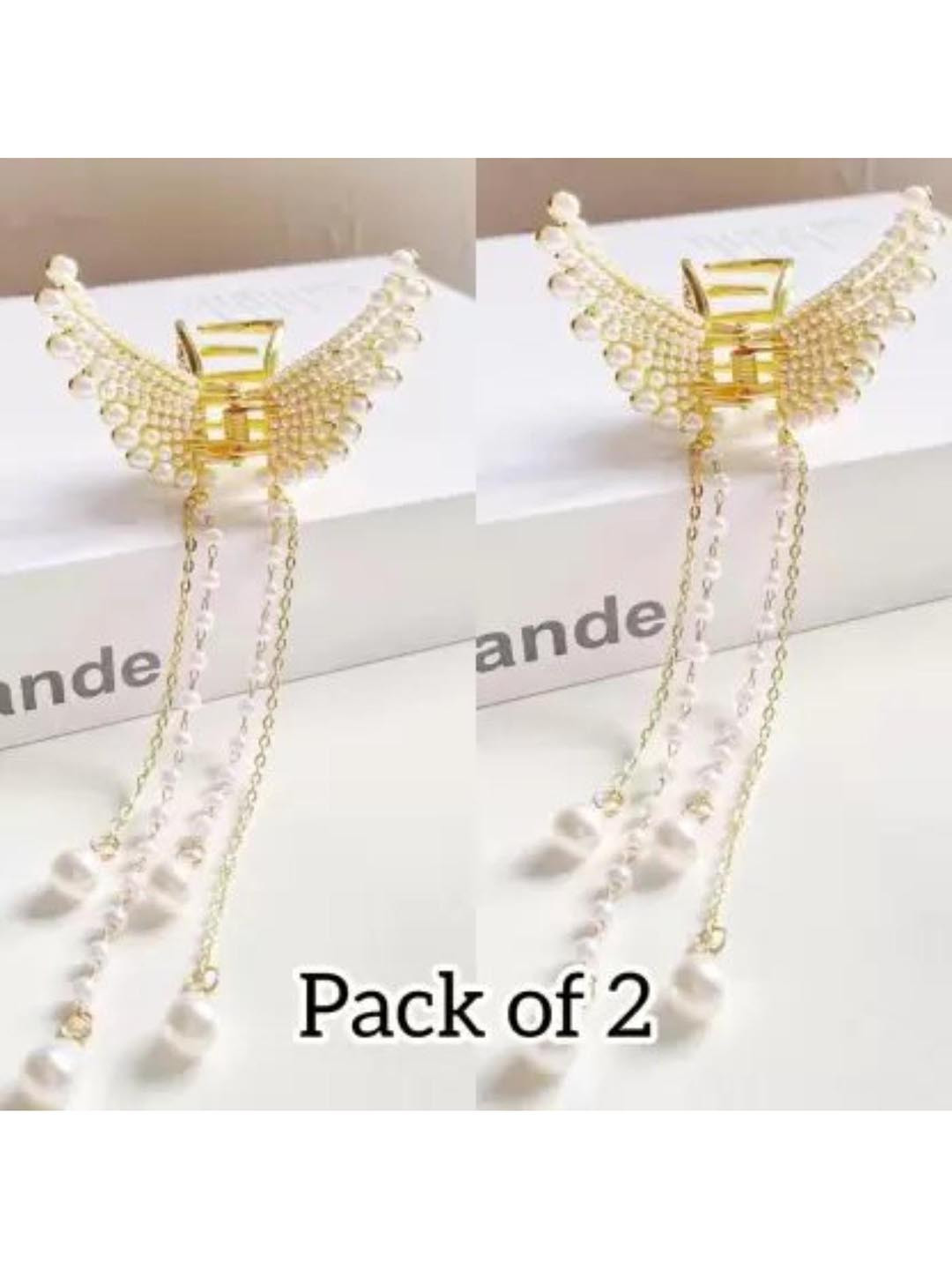 DN Creation Set of 2 Embellished Metal Butterfly Claw Clips