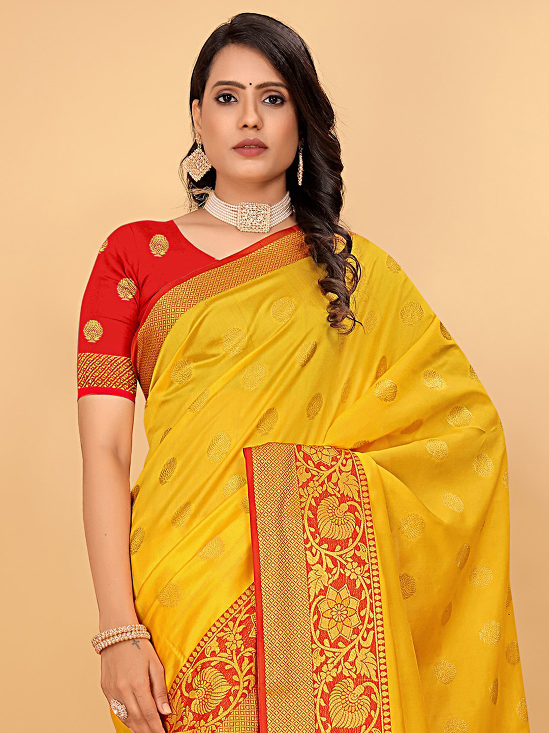 Pionex Woven Design Silk Cotton Zari Banarasi Saree