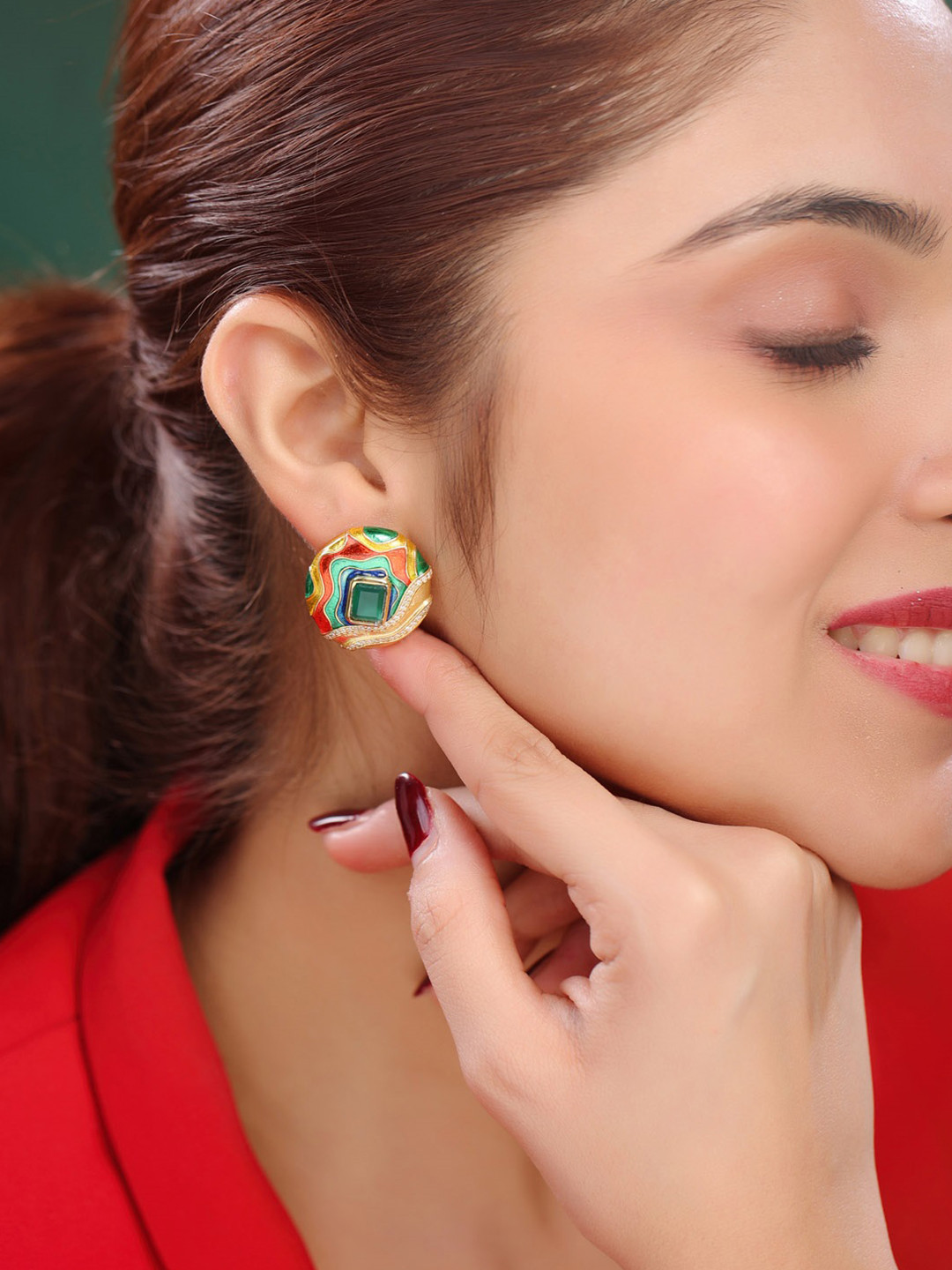 Kicky And Perky 925 Sterling Silver Gold Plated Studs Earrings