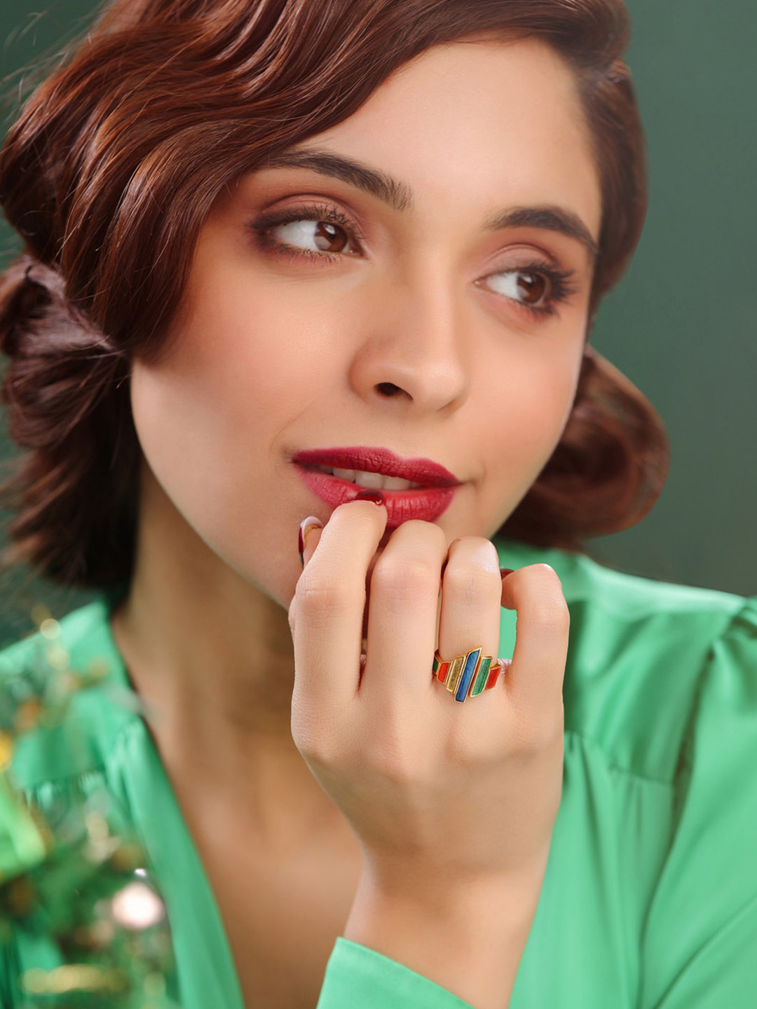 925 Sterling Silver Enameled Prism-Design Finger Ring For Women