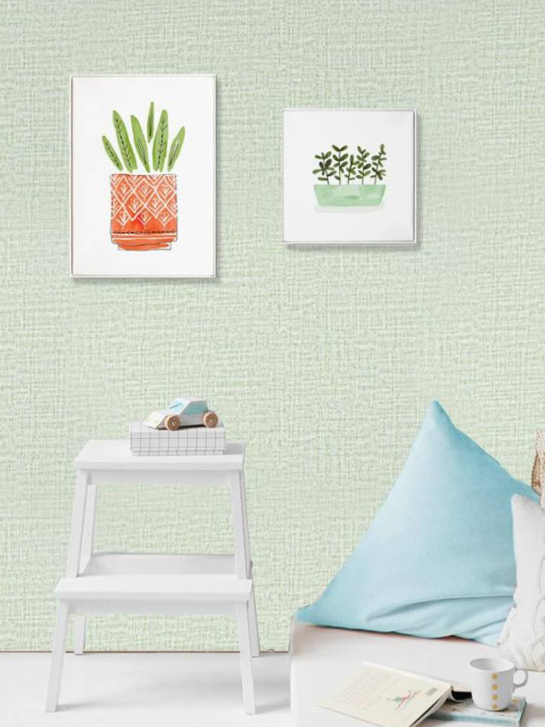 Jaamso Royals White & Green Abstract Self Adhesive Peel and Stick Wallpaper