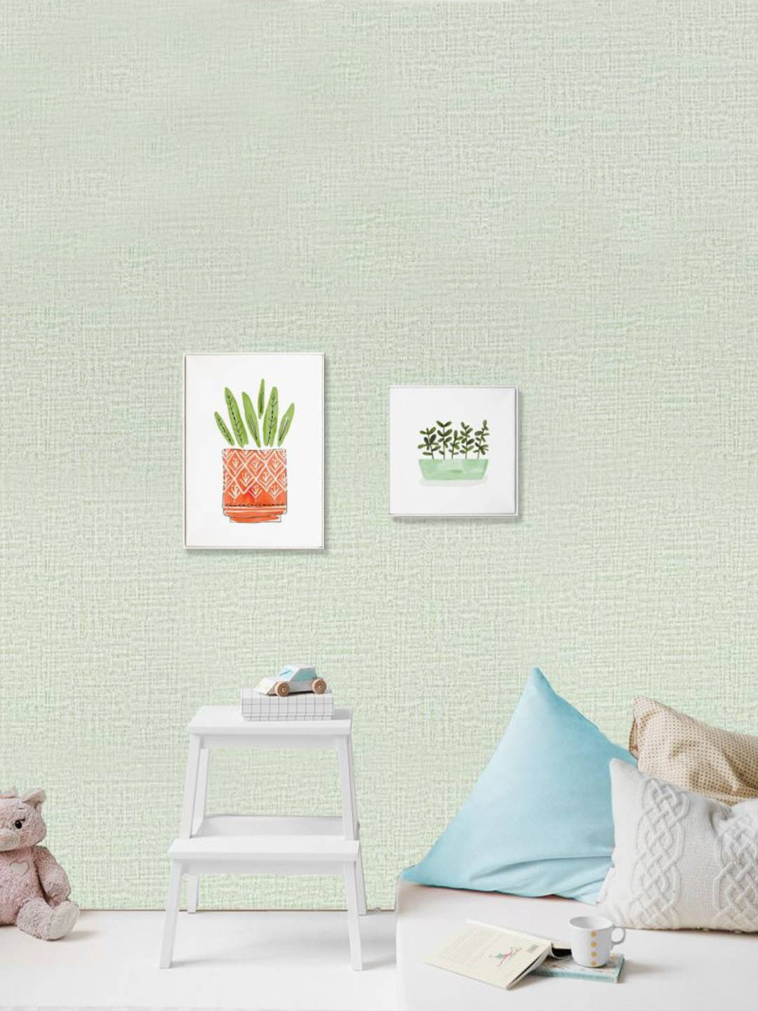Jaamso Royals White & Green Abstract Self Adhesive Peel and Stick Wallpaper