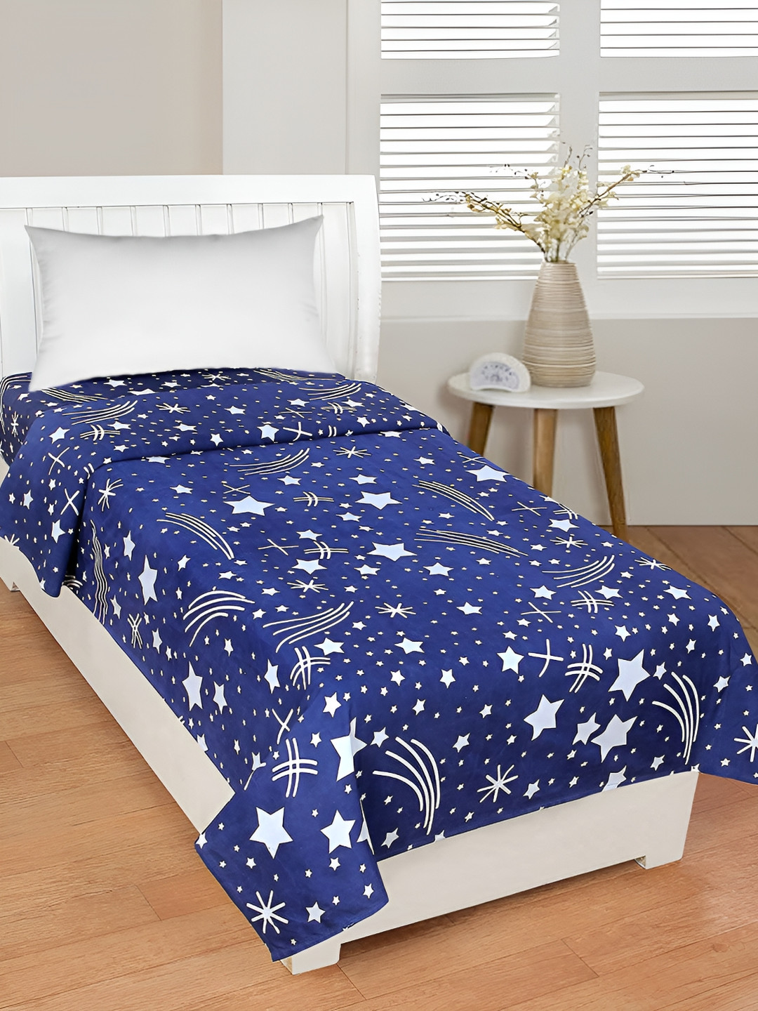 Supreme Home Collective Royal Passion Blue Conversational Microfiber 144 TC Single Bedsheet -150 x 225 cm